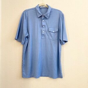 CRiQUET Mens Short Sleeve Polo Shirt Blue Cotton Polyester Blend Size L